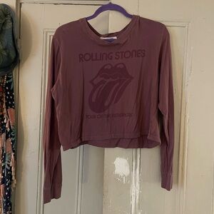 Free People Rolling Stones Graphic Long Sleeve Top - Mauve